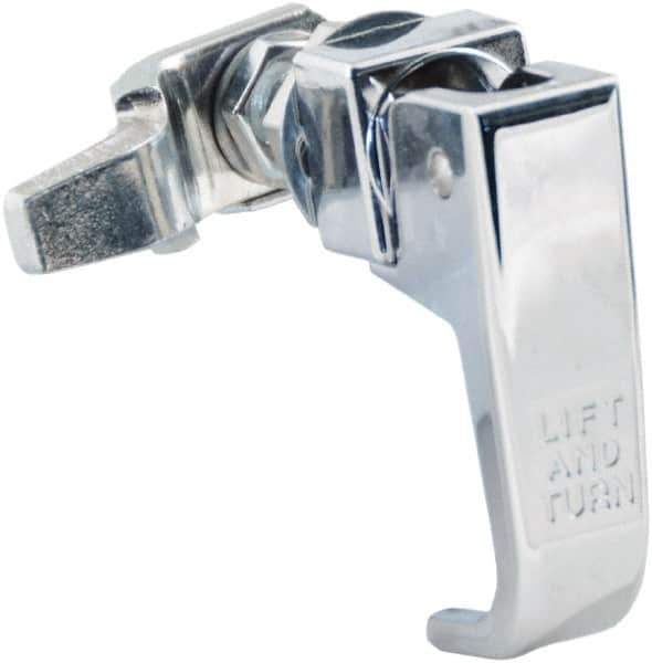 Made in USA - 2-1/4" Long x 3/4" Wide x 2.78" High, Lift & Turn Compression Latch - Zinc Plated Steel, with Polished Chrome Finish - Eagle Tool & Supply
