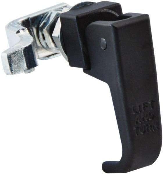 Made in USA - 2-1/4" Long x 3/4" Wide x 2.78" High, Lift & Turn Compression Latch - Zinc Plated Steel, with Black Powder Coat Finish - Eagle Tool & Supply
