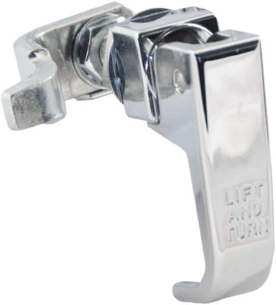 Made in USA - 2-1/4" Long x 3/4" Wide x 2.78" High, Lift & Turn Compression Latch - Zinc Plated Steel, with Polished Chrome Finish - Eagle Tool & Supply
