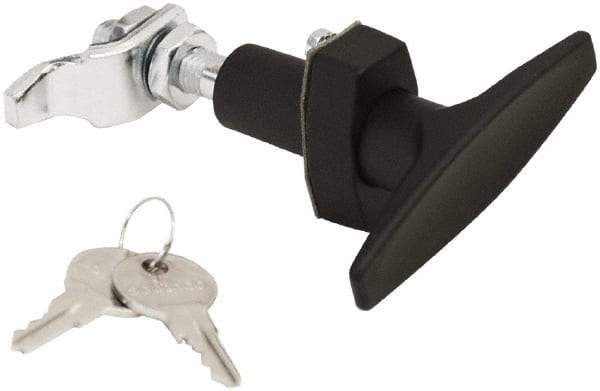 Made in USA - 3.33" Long x 0.88" Wide x 3-1/4" High, Compression Latch - Zinc Plated Steel, with Black Powder Coat Finish - Eagle Tool & Supply