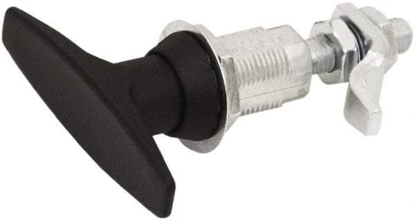 Made in USA - 3.52" Long x 0.88" Wide x 3-1/4" High, Compression Latch - Zinc Plated Steel, with Black Powder Coat Finish - Eagle Tool & Supply