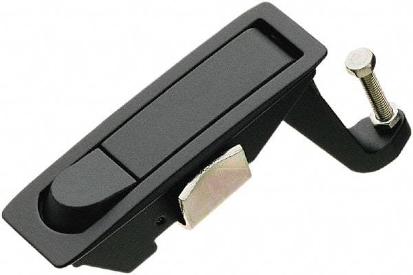 Made in USA - 4.29" Long x 1.61" Wide x 3.31" High, Lever Latch - Zinc Plated Steel, with Black Powder Coat Finish - Eagle Tool & Supply