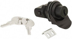 Made in USA - 2.07" Long x 1.13" Wide x .98" High, Push Knob Latch - Plastic, with Black Finish - Eagle Tool & Supply