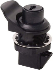 Made in USA - 2.07" Long x 1.13" Wide x .98" High, Push Knob Latch - Plastic, with Black Finish - Eagle Tool & Supply