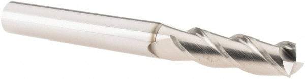 SGS - 3/8", 1-1/4" LOC, 3/8" Shank Diam, 3-1/2" OAL, 3 Flute, Solid Carbide Square End Mill - Single End, TiB2 Finish, Spiral Flute, 38° Helix, Centercutting, Right Hand Cut, Right Hand Flute, Series 43 - Eagle Tool & Supply