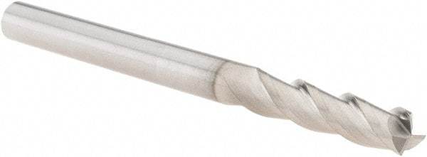 SGS - 1/4", 1" LOC, 1/4" Shank Diam, 3" OAL, 3 Flute, Solid Carbide Square End Mill - Single End, TiB2 Finish, Spiral Flute, 38° Helix, Centercutting, Right Hand Cut, Right Hand Flute, Series 43 - Eagle Tool & Supply