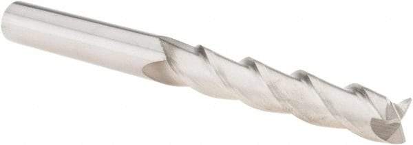 SGS - 3/8", 2" LOC, 3/8" Shank Diam, 4" OAL, 3 Flute, Solid Carbide Square End Mill - Single End, TiB2 Finish, Spiral Flute, 38° Helix, Centercutting, Right Hand Cut, Right Hand Flute, Series 43 - Eagle Tool & Supply