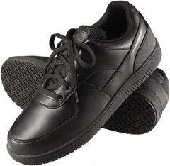 Genuine Grip - Women's Wide Width Plain Work Shoe - Black, Leather Upper, Rubber Outsole, 4" High, Dielectric, Non-Slip - Eagle Tool & Supply