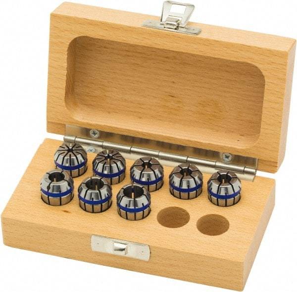 Parlec - 9 Piece, 4mm to 20mm Capacity, ER Coolant Collet Set - 0.00008" TIR, Series ER32 - Exact Industrial Supply