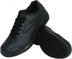 Genuine Grip - Women's Wide Width Plain Work Shoe - Black, Leather Upper, Rubber Outsole, 4" High, Dielectric, Non-Slip - Eagle Tool & Supply