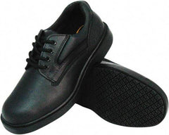 Genuine Grip - Women's Wide Width Plain Work Shoe - Black, Leather Upper, Rubber Outsole, 4" High, Dielectric, Non-Slip - Eagle Tool & Supply