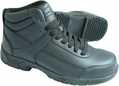 Genuine Grip - Unisex Size 9 Medium Width Steel Work Boot - Black, Leather Upper, Rubber Outsole, 6" High, Dielectric, Non-Slip - Eagle Tool & Supply