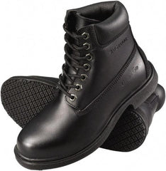 Genuine Grip - Women's Wide Width Plain Work Boot - Black, Leather Upper, Rubber Outsole, 6" High, Dielectric, Non-Slip, Waterproof - Eagle Tool & Supply