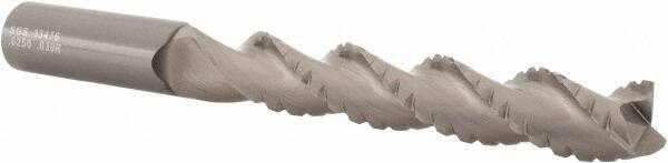 SGS - 5/8" Diam, Coarse Pitch, 3-3/4" LOC, 3 Flute Solid Carbide 0.03" Corner Radius Roughing End Mill - TiB2 Finish, 6" OAL, 5/8" Shank Diam, Single End, Centercutting, 38° Helix - Eagle Tool & Supply