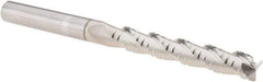 SGS - 5/16" Diam, Coarse Pitch, 2-1/8" LOC, 3 Flute Solid Carbide 0.02" Corner Radius Roughing End Mill - TiB2 Finish, 4" OAL, 5/16" Shank Diam, Single End, Centercutting, 38° Helix - Eagle Tool & Supply