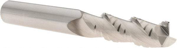 SGS - 1/2" Diam, Coarse Pitch, 1-5/8" LOC, 3 Flute Solid Carbide 0.03" Corner Radius Roughing End Mill - TiB2 Finish, 4" OAL, 1/2" Shank Diam, Single End, Centercutting, 38° Helix - Eagle Tool & Supply