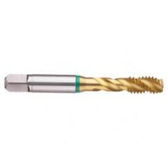 2-56 2B 3-Flute Cobalt Green Ring Semi-Bottoming 40 degree Spiral Flute Tap-TiN - Eagle Tool & Supply