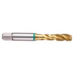 9/16-12 2B 3-Flute Cobalt Green Ring Semi-Bottoming 40 degree Spiral Flute Tap-TiN - Eagle Tool & Supply