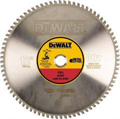 DeWALT - 12" Diam, 1" Arbor Hole Diam, 80 Tooth Wet & Dry Cut Saw Blade - Steel, Crosscutting Action, Standard Round Arbor - Eagle Tool & Supply