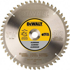 DeWALT - 7-1/4" Diam, 5/8" Arbor Hole Diam, 48 Tooth Wet & Dry Cut Saw Blade - Steel, Crosscutting Action, Standard Round Arbor - Eagle Tool & Supply