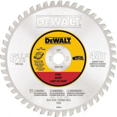 DeWALT - 6-1/2" Diam, 5/8" Arbor Hole Diam, 48 Tooth Wet & Dry Cut Saw Blade - Steel, Crosscutting Action, Standard Round Arbor - Eagle Tool & Supply