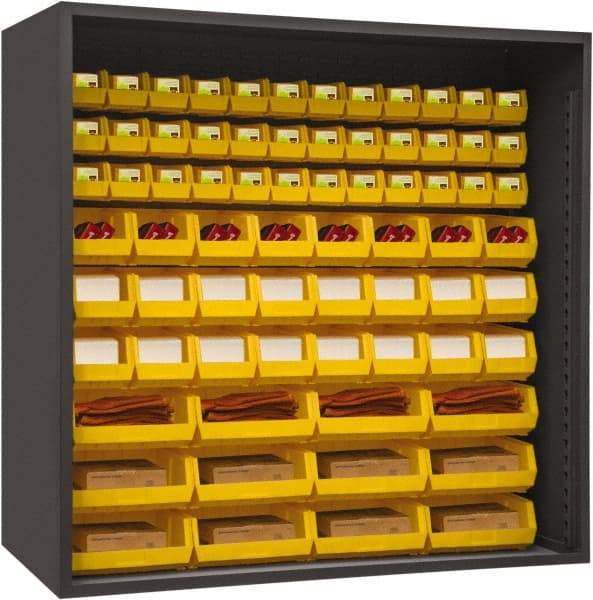 Durham - 72 Bin Enclosed Shelving - 72 Inch Overall Width x 24 Inch Overall Depth x 72 Inch Overall Height, Yellow Polyethylene Bins - Eagle Tool & Supply