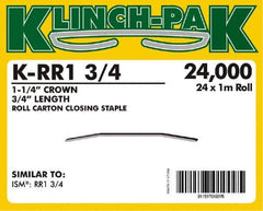 Klinch-Pak - 3/4" Long x 1-1/4" Wide, 0 Gauge Wide Crown Construction Staple - Steel, Copper Finish, Chisel Point - Eagle Tool & Supply