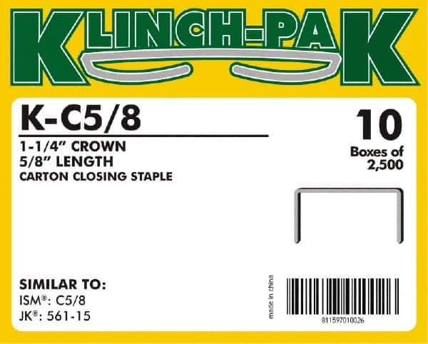 Klinch-Pak - 5/8" Long x 1-1/4" Wide, 0 Gauge Wide Crown Construction Staple - Steel, Copper Finish, Chisel Point - Eagle Tool & Supply