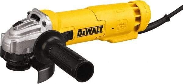 DeWALT - 4-1/2" Wheel Diam, 11,000 RPM, Corded Angle & Disc Grinder - 5/8-11 Spindle, 120 Volts, 11 Amps - Eagle Tool & Supply