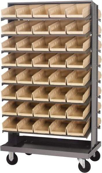 Quantum Storage - 80 Bin Sloping Shelf - 36 Inch Overall Width x 24 Inch Overall Depth x 66 Inch Overall Height, Ivory Polypropylene Bins - Eagle Tool & Supply