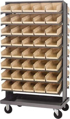Quantum Storage - 80 Bin Sloping Shelf - 36 Inch Overall Width x 24 Inch Overall Depth x 66 Inch Overall Height, Ivory Polypropylene Bins - Eagle Tool & Supply