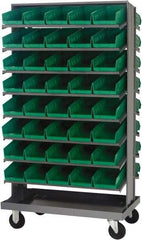 Quantum Storage - 80 Bin Sloping Shelf - 36 Inch Overall Width x 24 Inch Overall Depth x 66 Inch Overall Height, Green Polypropylene Bins - Eagle Tool & Supply