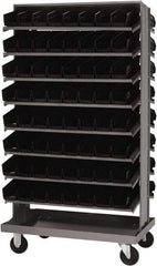 Quantum Storage - 128 Bin Sloping Shelf - 36 Inch Overall Width x 24 Inch Overall Depth x 66 Inch Overall Height, Black Polypropylene Bins - Eagle Tool & Supply