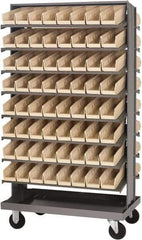 Quantum Storage - 128 Bin Sloping Shelf - 36 Inch Overall Width x 24 Inch Overall Depth x 66 Inch Overall Height, Ivory Polypropylene Bins - Eagle Tool & Supply
