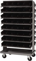 Quantum Storage - 80 Bin Sloping Shelf - 36 Inch Overall Width x 24 Inch Overall Depth x 66 Inch Overall Height, Black Polypropylene Bins - Eagle Tool & Supply