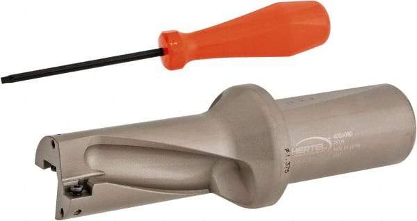 Hertel - 2-3/4" Max Drill Depth, 2xD, 1-3/8" Diam, Indexable Insert Drill - 2 Inserts, 1-1/2" Shank Diam, Straight Shank - Eagle Tool & Supply