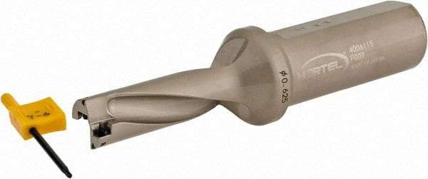 Hertel - 1-7/8" Max Drill Depth, 3xD, 5/8" Diam, Indexable Insert Drill - 2 Inserts, 1" Shank Diam, Straight Shank - Eagle Tool & Supply