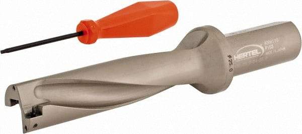 Hertel - 3-15/16" Max Drill Depth, 4xD, 63/64" Diam, Indexable Insert Drill - 2 Inserts, 63/64" Shank Diam, Straight Shank - Eagle Tool & Supply