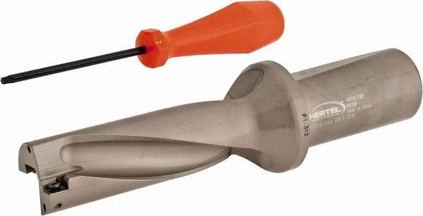 Hertel - 3-15/16" Max Drill Depth, 3xD, 1-5/16" Diam, Indexable Insert Drill - 2 Inserts, 1-1/2" Shank Diam, Straight Shank - Eagle Tool & Supply