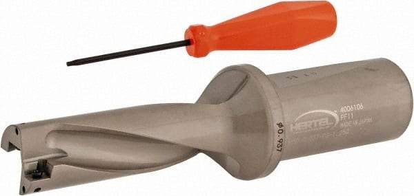 Hertel - 2-13/16" Max Drill Depth, 3xD, 15/16" Diam, Indexable Insert Drill - 2 Inserts, 1-1/4" Shank Diam, Straight Shank - Eagle Tool & Supply
