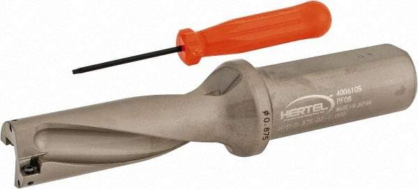Hertel - 2-5/8" Max Drill Depth, 3xD, 7/8" Diam, Indexable Insert Drill - 2 Inserts, 1" Shank Diam, Straight Shank - Eagle Tool & Supply