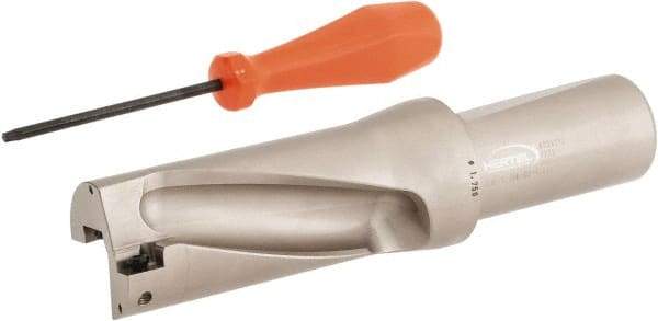 Hertel - 3-1/2" Max Drill Depth, 2xD, 1-3/4" Diam, Indexable Insert Drill - 2 Inserts, 1-1/2" Shank Diam, Straight Shank - Eagle Tool & Supply