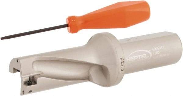 Hertel - 1-31/32" Max Drill Depth, 2xD, 63/64" Diam, Indexable Insert Drill - 2 Inserts, 63/64" Shank Diam, Straight Shank - Eagle Tool & Supply