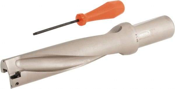 Hertel - 6-1/2" Max Drill Depth, 4xD, 1-5/8" Diam, Indexable Insert Drill - 2 Inserts, 1-1/2" Shank Diam, Straight Shank - Eagle Tool & Supply