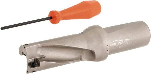 Hertel - 3" Max Drill Depth, 2xD, 1-1/2" Diam, Indexable Insert Drill - 2 Inserts, 1-1/2" Shank Diam, Straight Shank - Eagle Tool & Supply