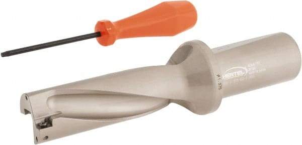 Hertel - 4-1/8" Max Drill Depth, 3xD, 1-3/8" Diam, Indexable Insert Drill - 2 Inserts, 1-1/2" Shank Diam, Straight Shank - Eagle Tool & Supply
