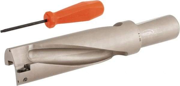 Hertel - 6" Max Drill Depth, 3xD, 2" Diam, Indexable Insert Drill - 2 Inserts, 1-1/2" Shank Diam, Straight Shank - Eagle Tool & Supply