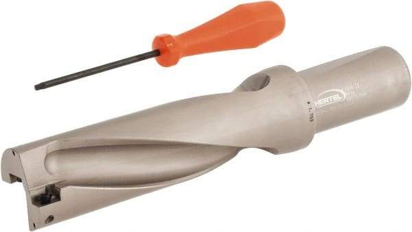 Hertel - 5-1/4" Max Drill Depth, 3xD, 1-3/4" Diam, Indexable Insert Drill - 2 Inserts, 1-1/2" Shank Diam, Straight Shank - Eagle Tool & Supply