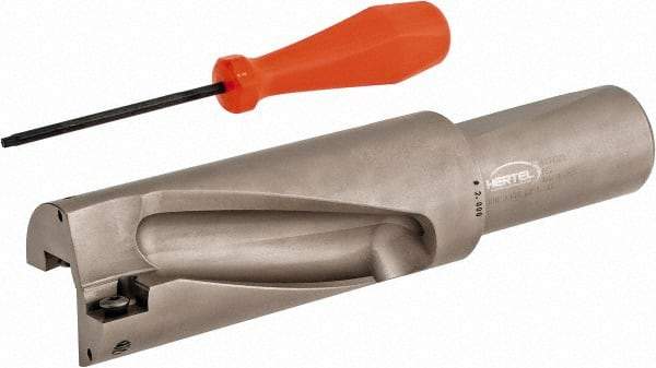 Hertel - 4" Max Drill Depth, 2xD, 2" Diam, Indexable Insert Drill - 2 Inserts, 1-1/2" Shank Diam, Straight Shank - Eagle Tool & Supply