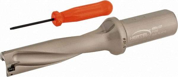 Hertel - 3.3071" Max Drill Depth, 4xD, 0.8268" Diam, Indexable Insert Drill - 2 Inserts, 63/64" Shank Diam, Straight Shank - Eagle Tool & Supply